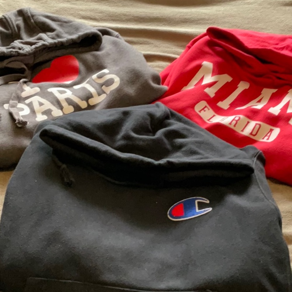 Three hoodies